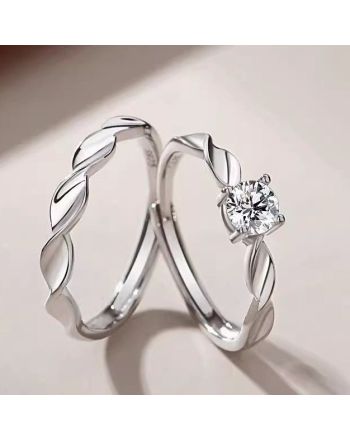 Silver Twist Couple Band Rings | E109