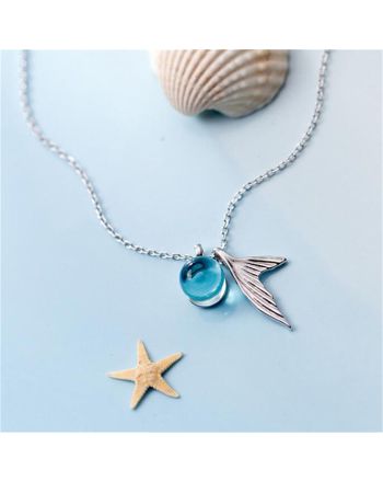 Rose Gold Whale Tail Necklace, Mermaid Tail Pendant Necklace, Ocean Necklace | YN5041