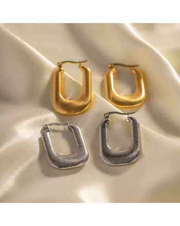 18K Gold Plated Chunky U Shape Hoop Earrings | JDE829