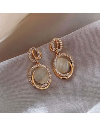 Geometric Oval Cateyes Drop Earrings | HE3381