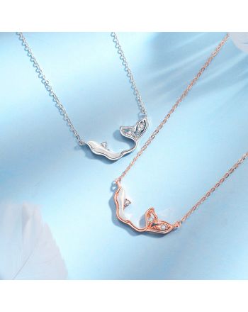 Rose Gold Dolphin Pendant Necklace, Love Dolphin Necklace, Ocean Lover Gifts | N0515