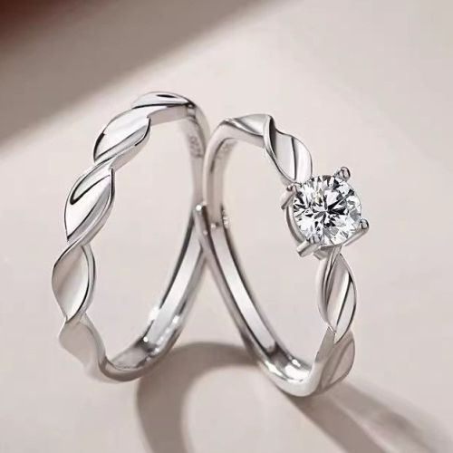 Silver Twist Couple Band Rings | E109