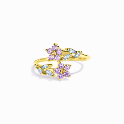 Forget Me Nots Flower Blossom Rings Leaf Stacking Rings | YS080