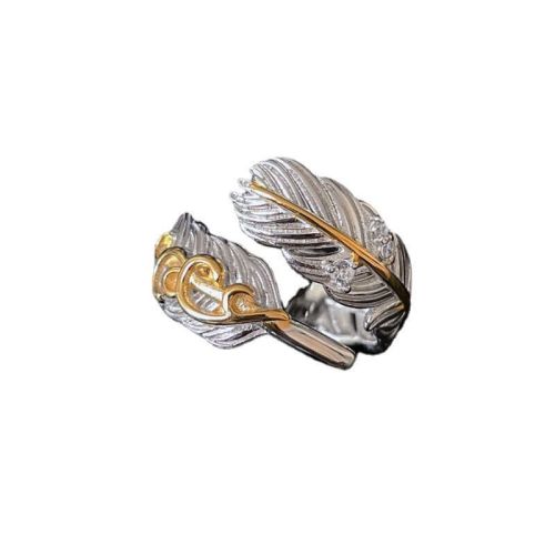 Two Tone Feather Ring Wrap Ring Angel Wing Ring | R2103